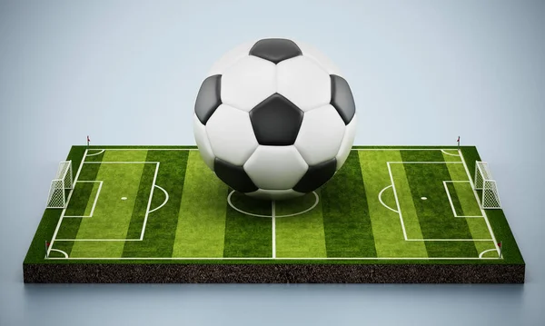 Soccer Ball Standing Middle Pitch Illustration — Stock Photo, Image