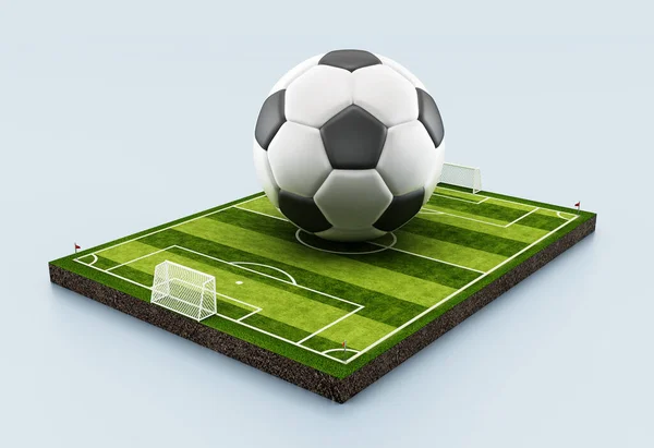 Soccer Ball Standing Middle Pitch Illustration — Stock Photo, Image