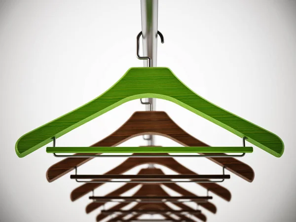 Green Clothes Hanger Stands Out Regular Hangers Illustration — Stock Photo, Image