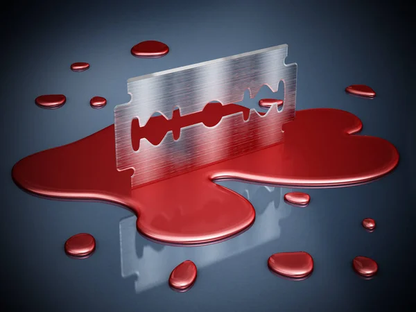 Razor Blade Blood Droppings Illustration — Stock Photo, Image