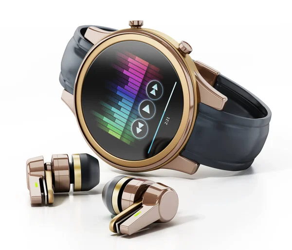 Obecný Smartwatch Bezdrátové Bluetooth Sluchátka Ilustrace — Stock fotografie
