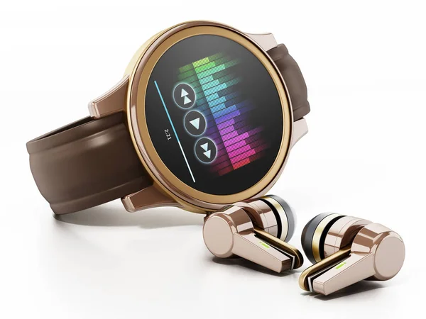 Obecný Smartwatch Bezdrátové Bluetooth Sluchátka Ilustrace — Stock fotografie