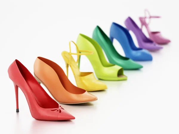Beyaz Arka Planda Izole Edilmiş Çeşitli Kadın Ayakkabıları Illüstrasyon — Stok fotoğraf