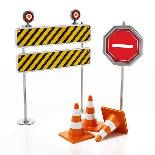 Entry Signboard Traffic Cones Illustration — Stock Photo, Image