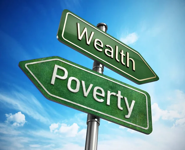 Rijkdom Armoede Pijlen Wijzen Tegengestelde Richting Illustratie — Stockfoto