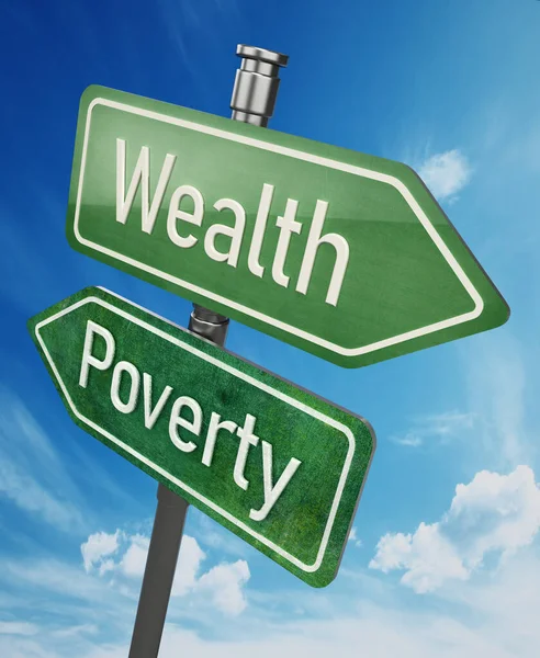 Богатство Бедность Указывают Противоположные Направления Иллюстрация — стоковое фото