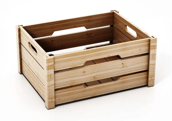 Wooden Crate Isolated White Background Illustration — Stock Photo, Image