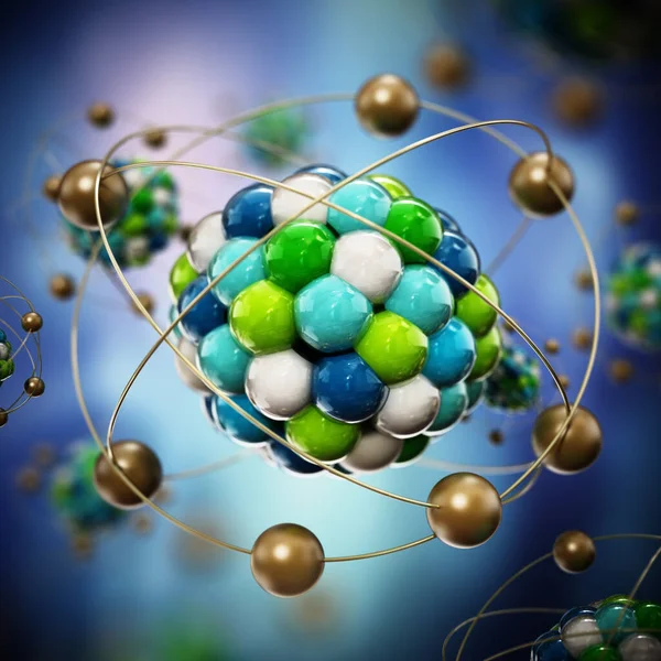 Modello Astratto Molecola Costituito Sfere Colorate Illustrazione — Foto Stock