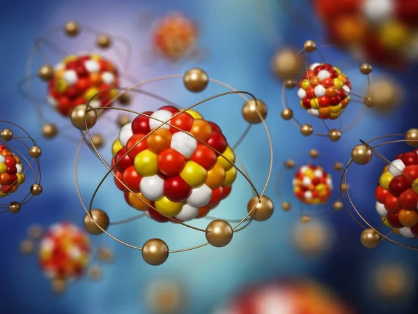 Modelo Molécula Abstrata Constituído Por Esferas Coloridas Ilustração — Fotografia de Stock