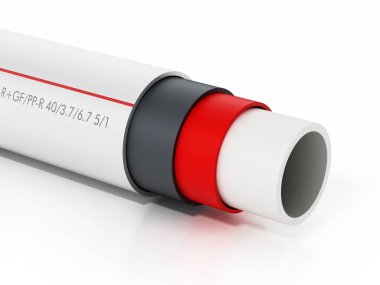 Beyaz arkaplanda izole edilmiş 3 boyutlu fiber boru yapısı.