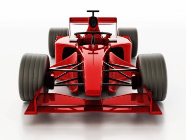 Genel Formula 1 yarış arabası beyaz arka planda izole edildi. 3B illüstrasyon.