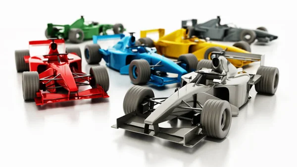 Genéricos Formula Racing Cars Isolated White Background Ilustração — Fotografia de Stock