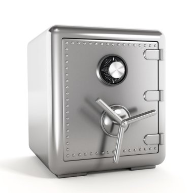 Steel safe isolated on white clipart