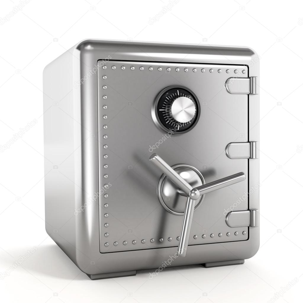Steel safe isolated on white Stock Photo by ©destinacigdem 53161057