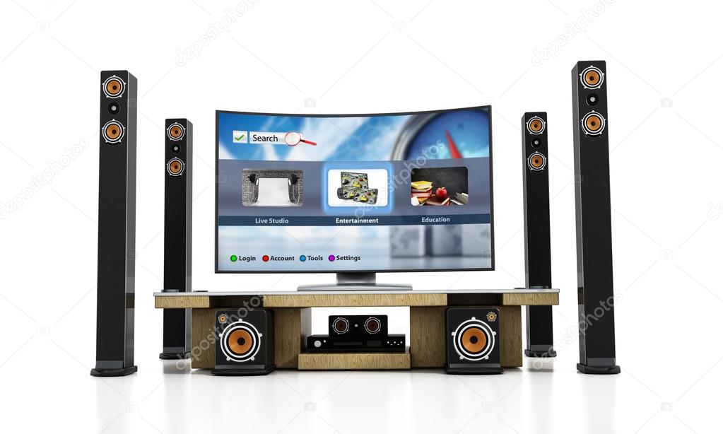 Home theater system with smart TV Stock Photo by ©destinacigdem 53944399
