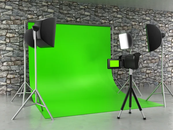 Greenscreen studio setup — Stock Photo, Image