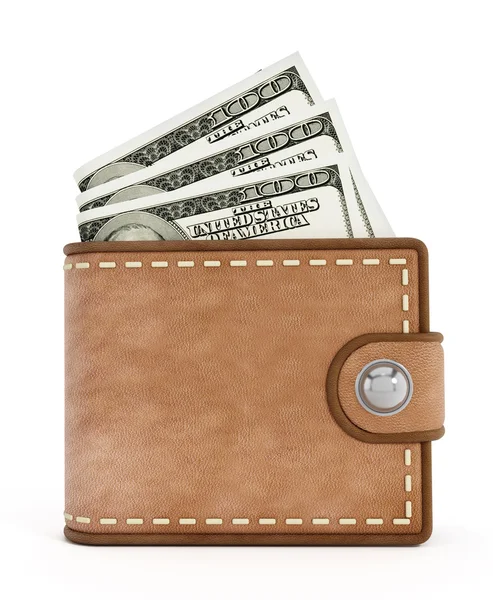 Leather wallet with money — Stock Photo, Image