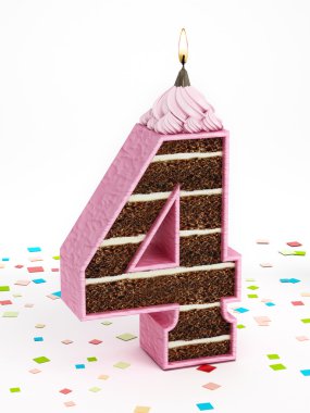 4 şekilli çikolatalı doğum günü pastası ile yanan mum sayısı