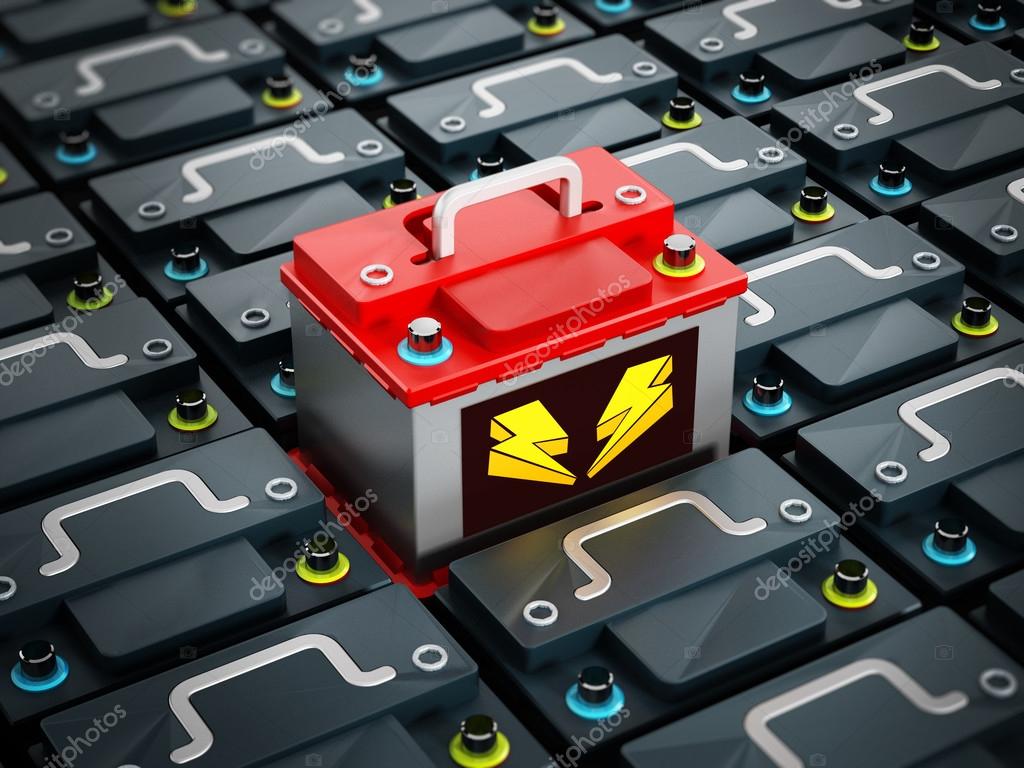 Red car battery stands out — Stock Photo © destinacigdem #57763629