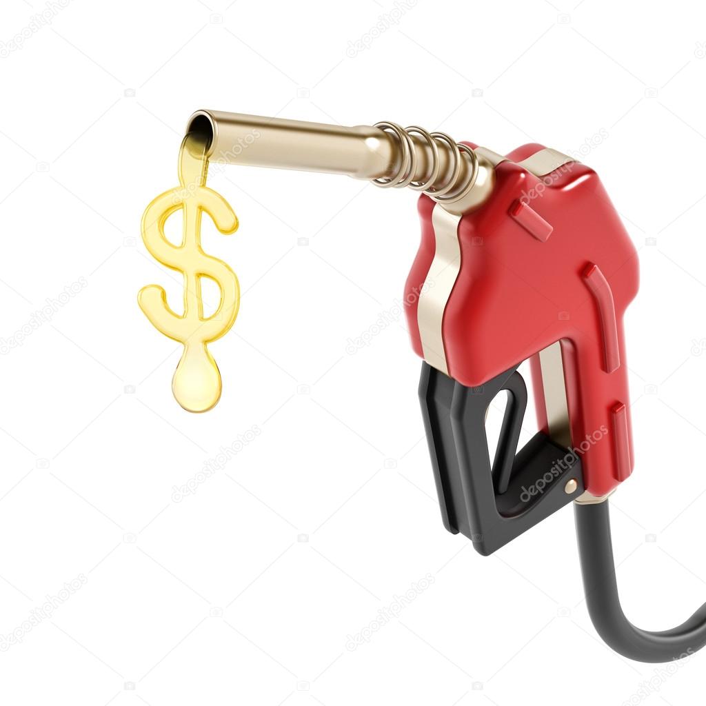 Red gas nozzle with dollar sign gas drop