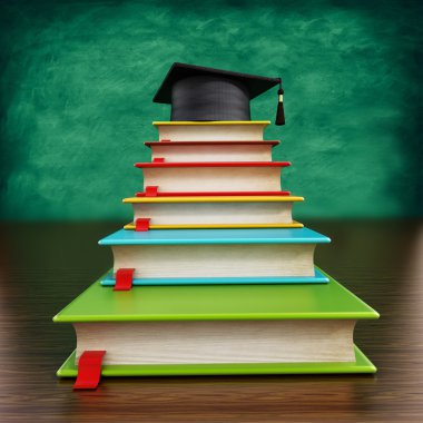 Merdivenleri oluşturan renkli kitaplar