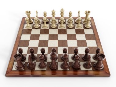 Ahşap Satranç taşları ile satranç masası