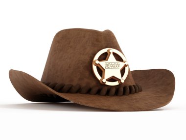 Cowboy hat with sheriff badge clipart