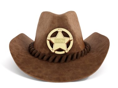 Cowboy hat with sheriff badge clipart