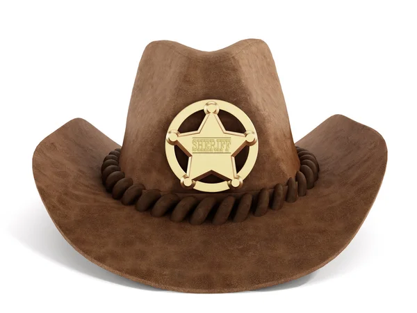 Chapéu de cowboy com crachá de xerife — Fotografia de Stock