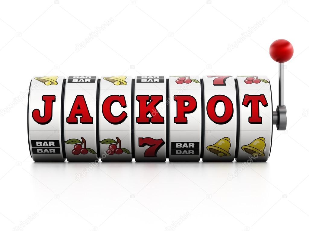 Slot machine showing jackpot word