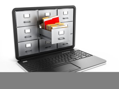 Laptop computer data storage concept clipart