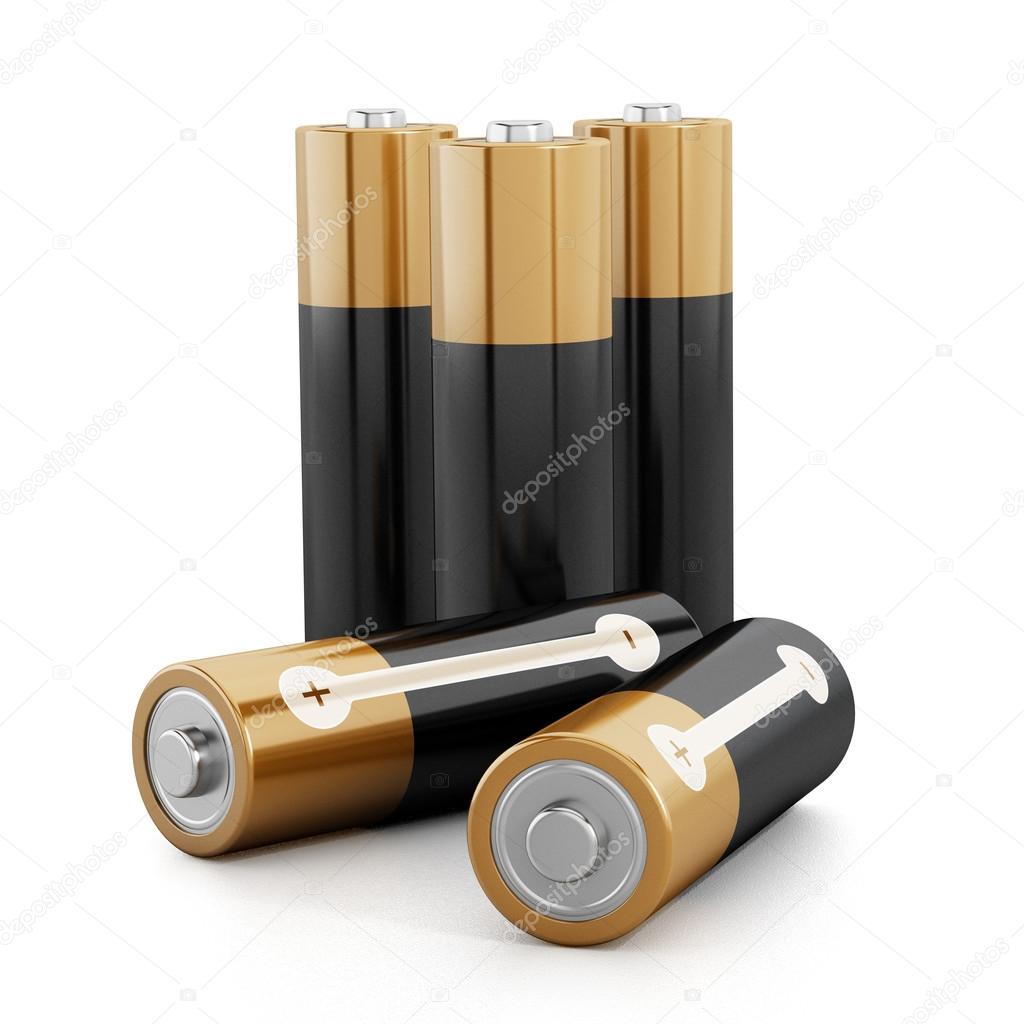 Batteries stack isolated on white background