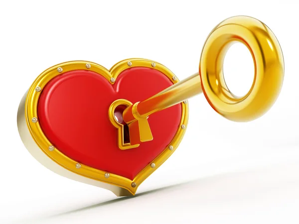 Złoto kształt otwarcia czerwone serce — Zdjęcie stockowe