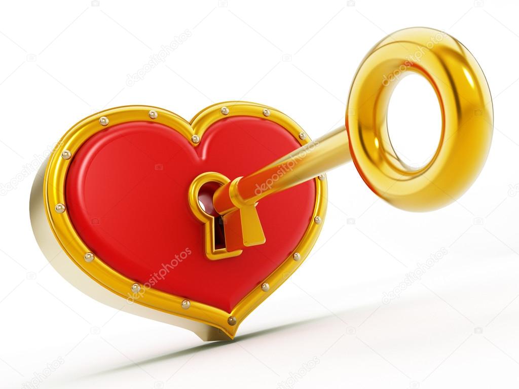 Gold shape opening red heart