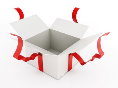 Açık giftbox beyaz arka plan üzerinde izole