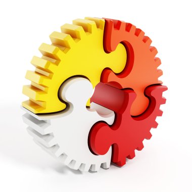 Puzzle parts forming a gear