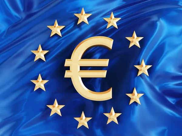 Euro-Symbol auf der Flagge der Europäischen Union — Stockfoto