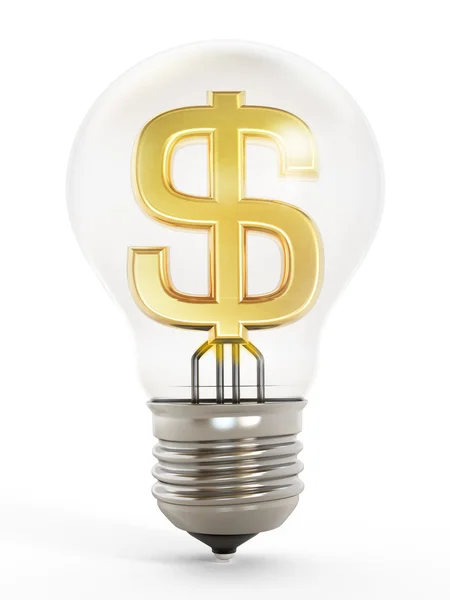 Símbolo de dólar dentro da lâmpada — Fotografia de Stock