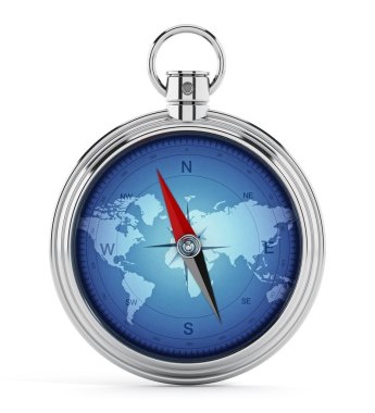 Dünya harita doku ile pusula