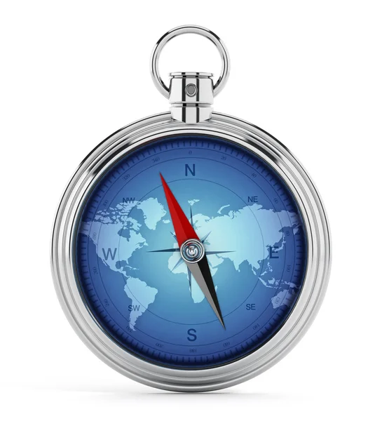 Compass with world map texture — Stock Photo, Image