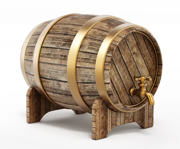 Wooden barrel with tap — Stock Photo, Image