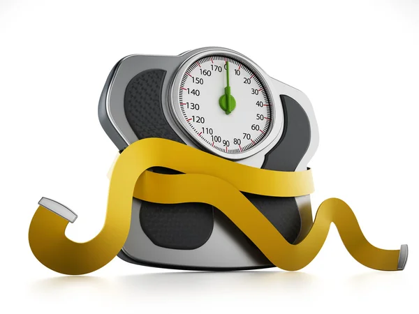 Concepto de dieta con escala wieght y cinta métrica — Foto de Stock