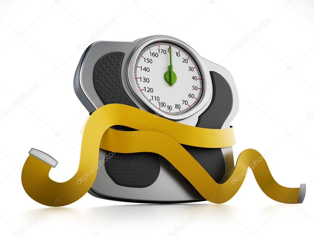 Diet concept with wieght scale and tape measure