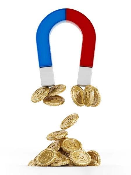 Ímã e moedas de ouro — Fotografia de Stock