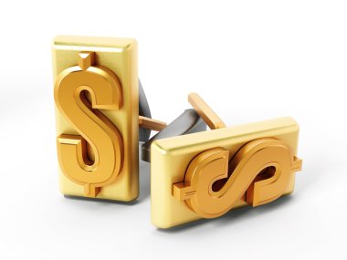 Altın Kol düğmeleri Doları sembolü