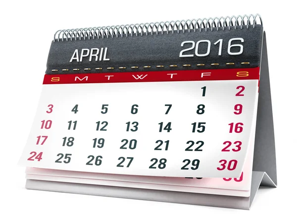 Aprile 2016 calendario desktop — Foto Stock