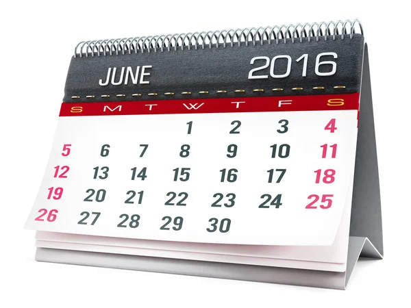 Arbeitskalender Juni 2016 — Stockfoto