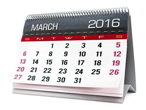 Marzo 2016 calendario desktop — Foto Stock