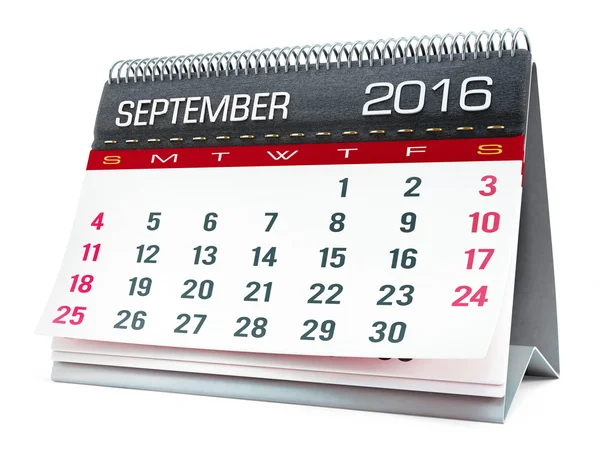 Setembro 2016 calendário desktop — Fotografia de Stock