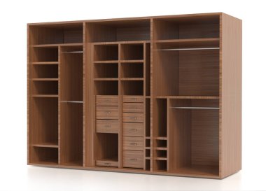 Gardırop beyaz arka planda izole edilmiş. 3B illüstrasyon.